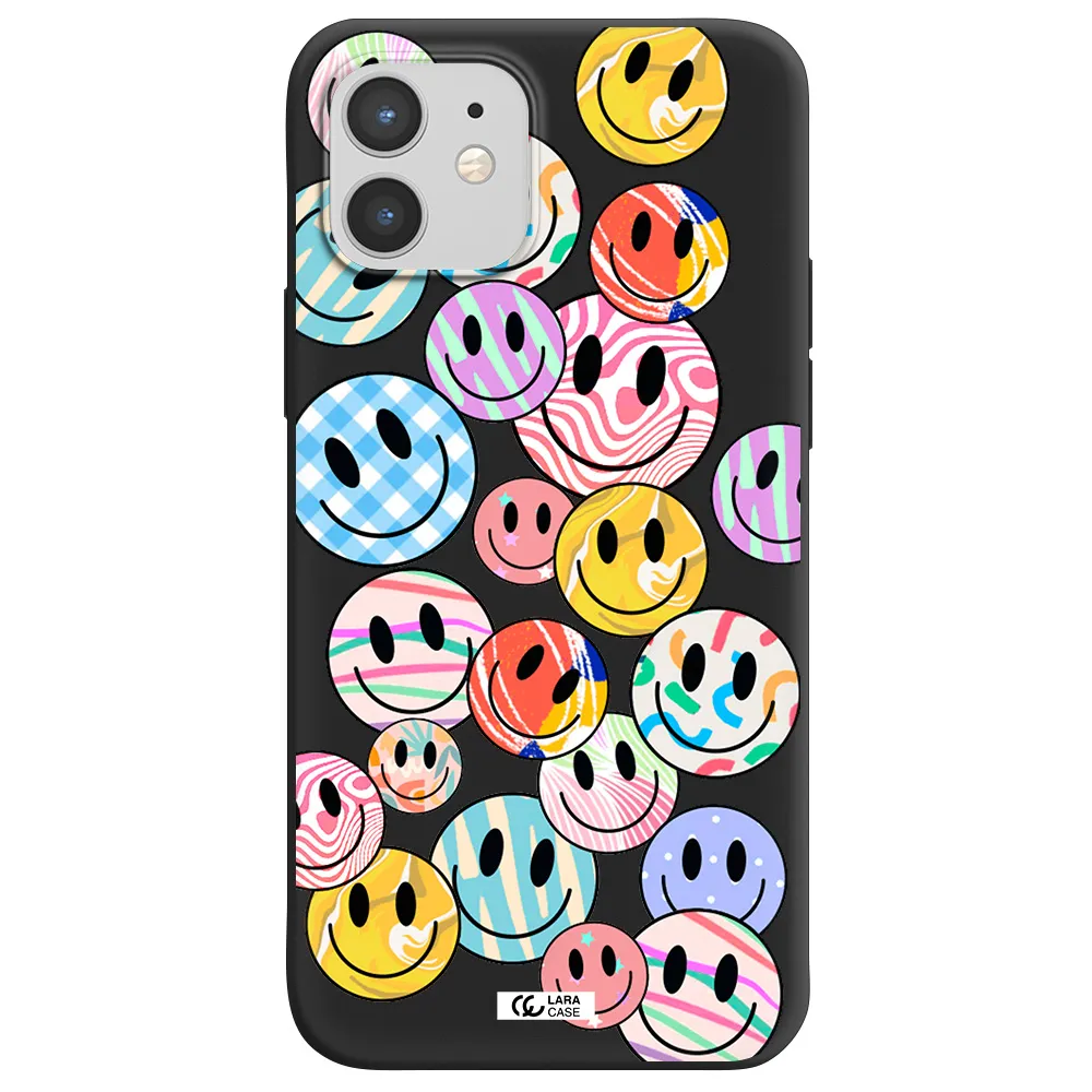 Colorful Smile Apple iPhone 12 Silicone black Case