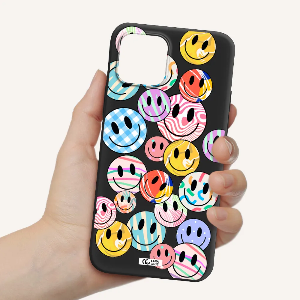 Colorful Smile Apple iPhone 12 Silicone black Case