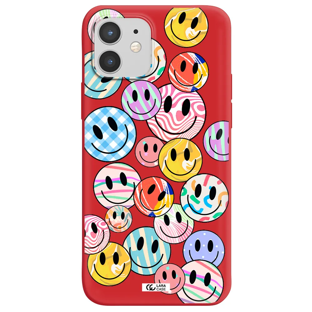 Colorful Smile Apple iPhone 12 Silicone Imperial Red Case