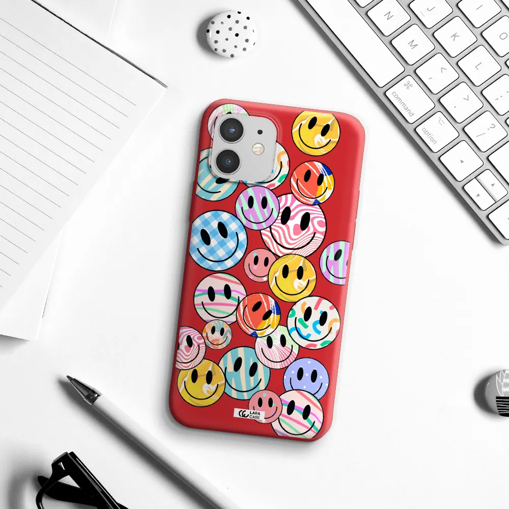 Colorful Smile Apple iPhone 12 Silicone Imperial Red Case