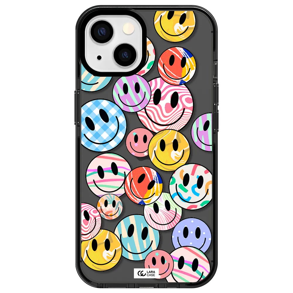 Colorful Smile Apple iPhone 13 impact Smoke Black Case