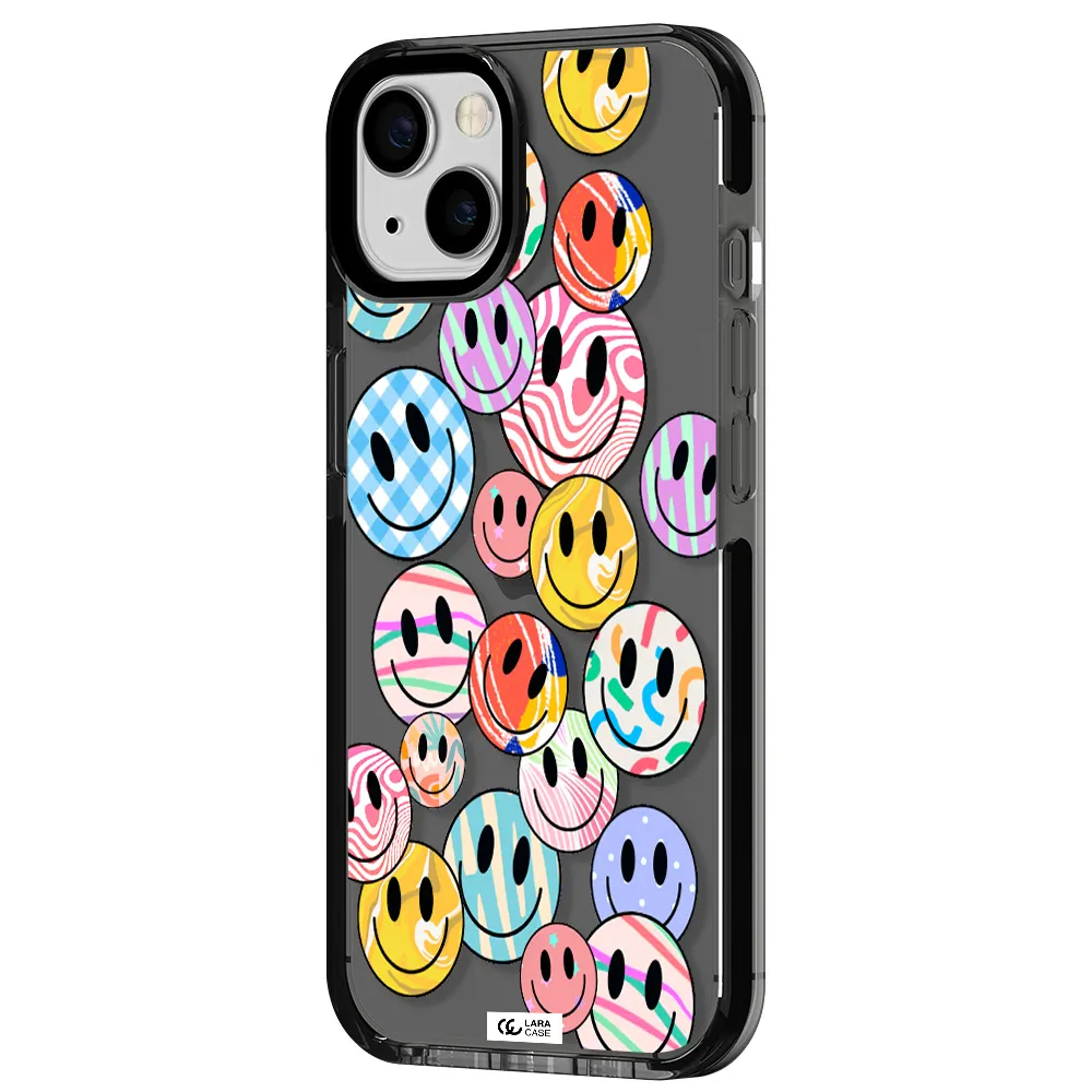 Colorful Smile Apple iPhone 13 impact Smoke Black Case