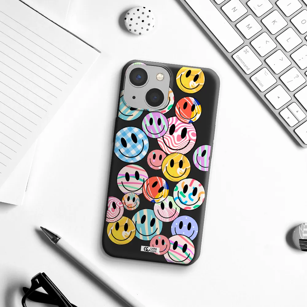 Colorful Smile Apple iPhone 13 mini Silicone black Case