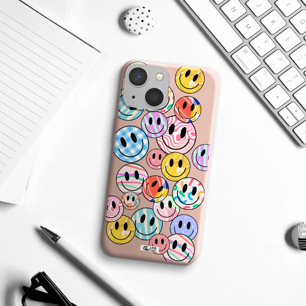 Colorful Smile Apple iPhone 13 mini Silicone pastel pink Case