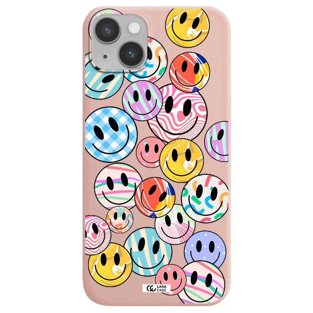 Colorful Smile Apple iPhone 14 plus Silicone pastel pink Case