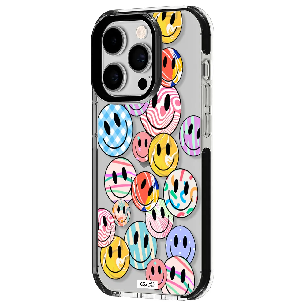 Colorful Smile Apple iPhone 14 pro impact black border Case