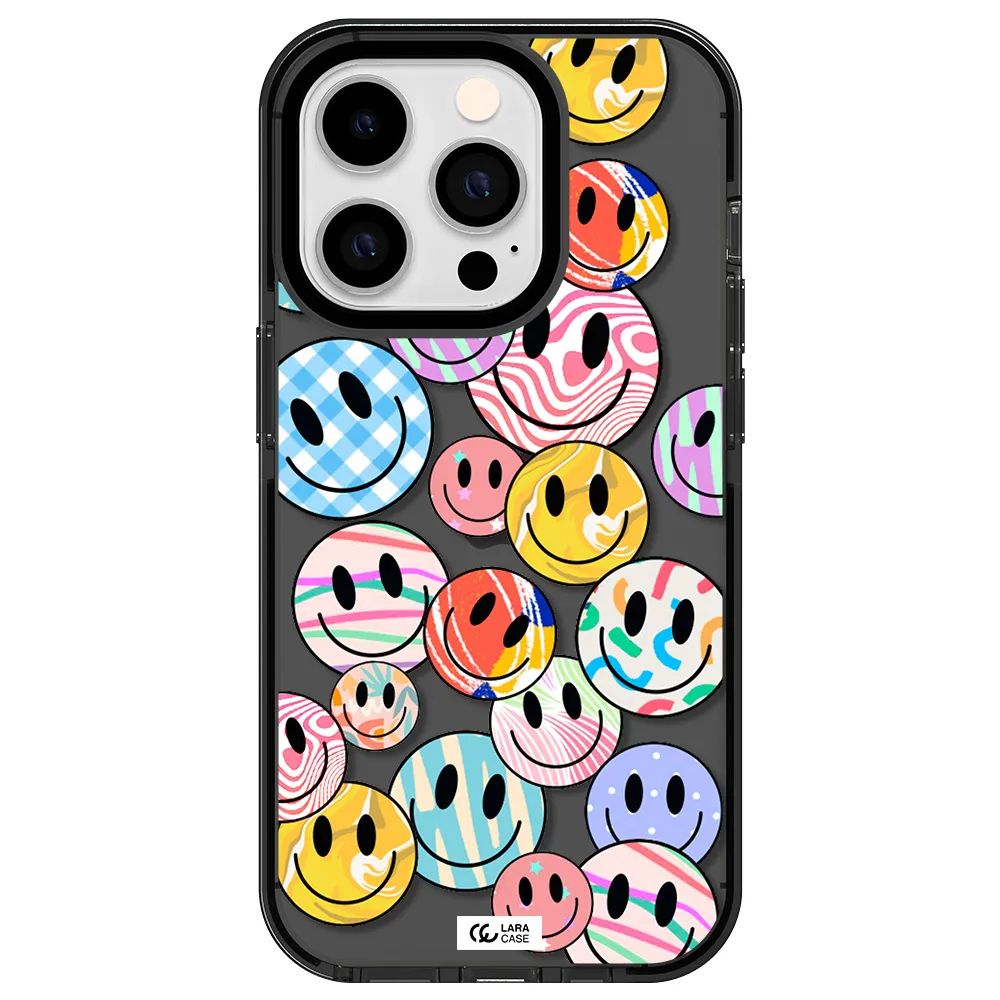 Colorful Smile Apple iPhone 14 pro impact Smoke Black Case