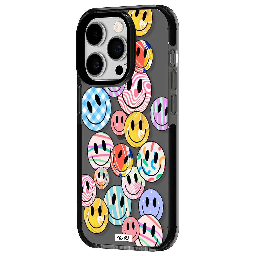 Colorful Smile Apple iPhone 14 pro impact Smoke Black Case