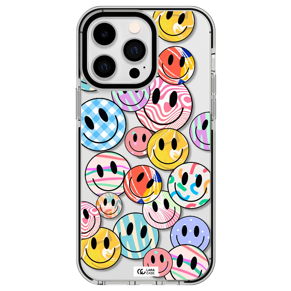 Colorful Smile Apple iPhone 14 pro max impact black border Case