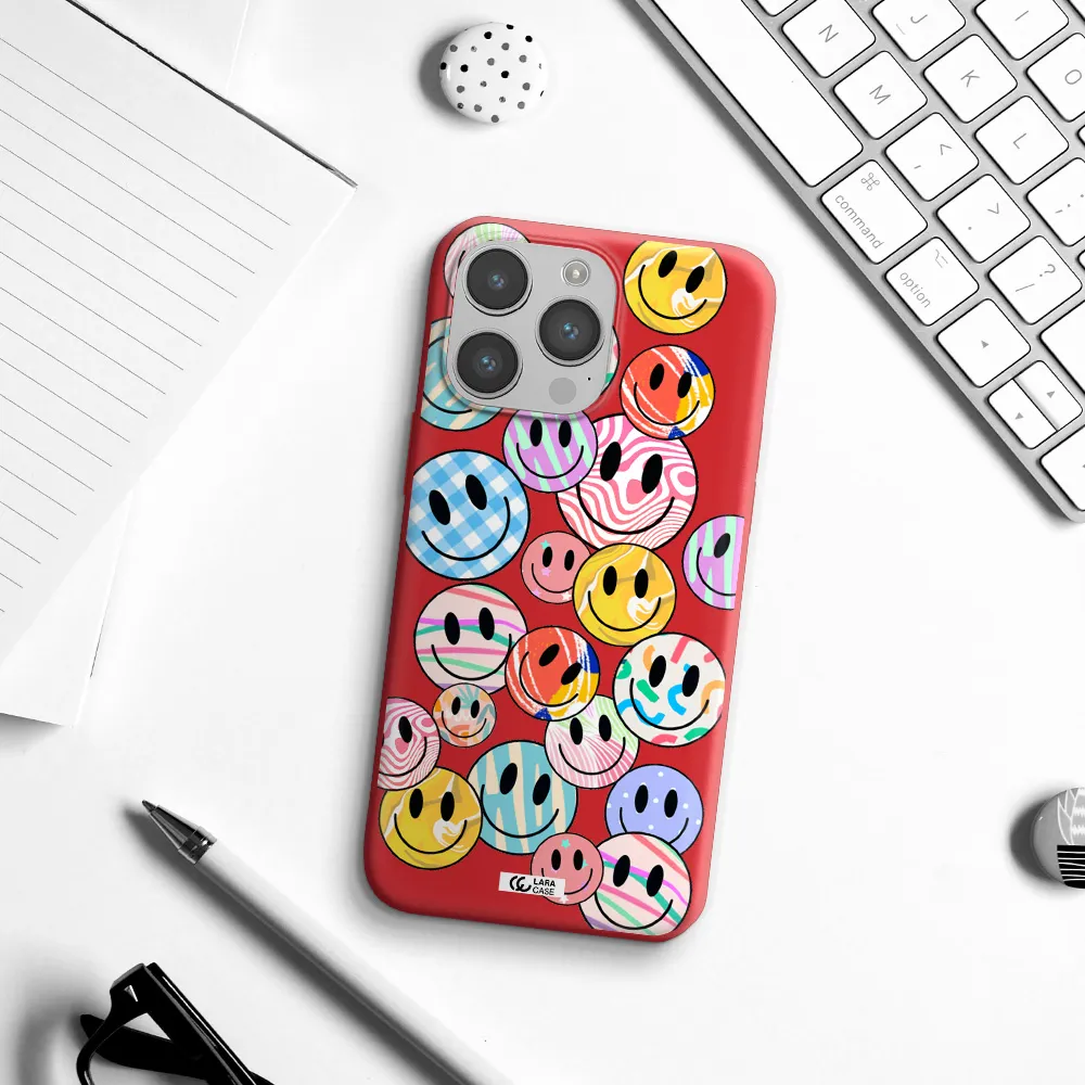 Colorful Smile Apple iPhone 14 pro max Silicone Imperial Red Case