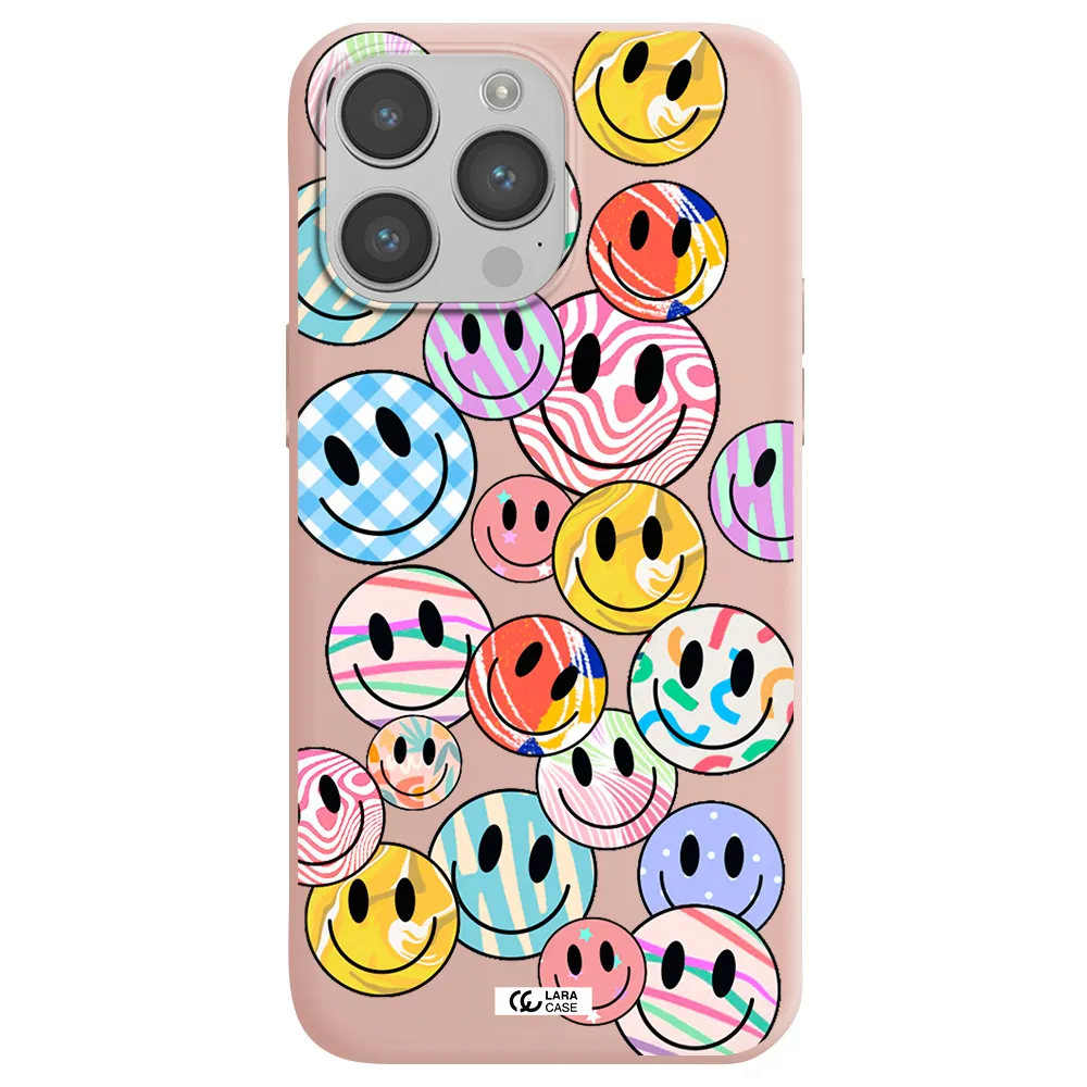 Colorful Smile Apple iPhone 14 pro max Silicone pastel pink Case