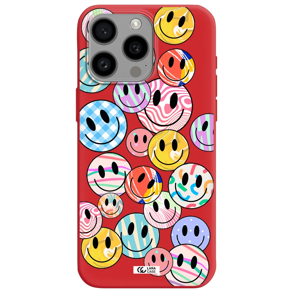 Colorful Smile Apple Iphone 15 Pro Max Silicone Imperial Red Case