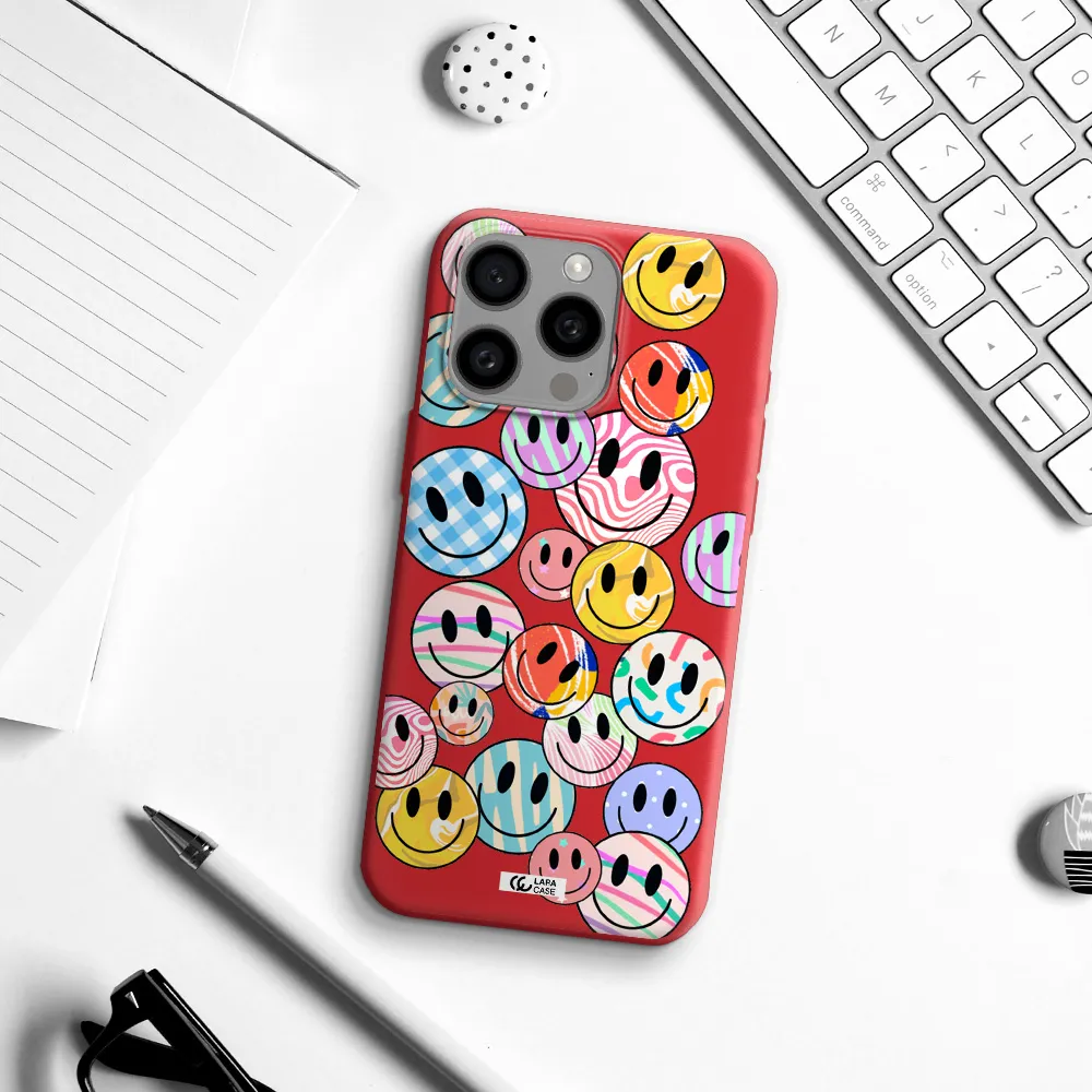 Colorful Smile Apple Iphone 15 Pro Max Silicone Imperial Red Case