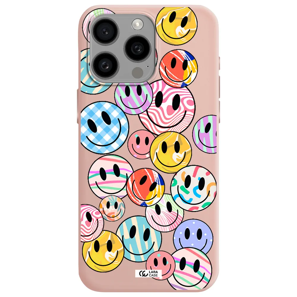 Colorful Smile Apple Iphone 15 Pro max Silicone pastel pink Case