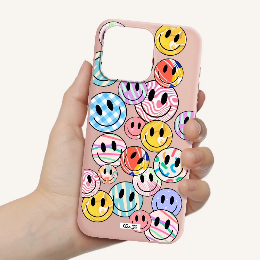 Colorful Smile Apple Iphone 15 Pro max Silicone pastel pink Case