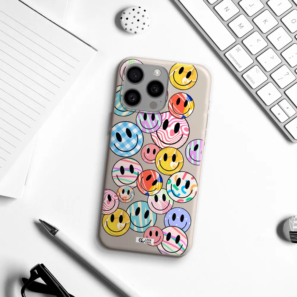 Colorful Smile Apple Iphone 15 Pro max Silicone Stone Case