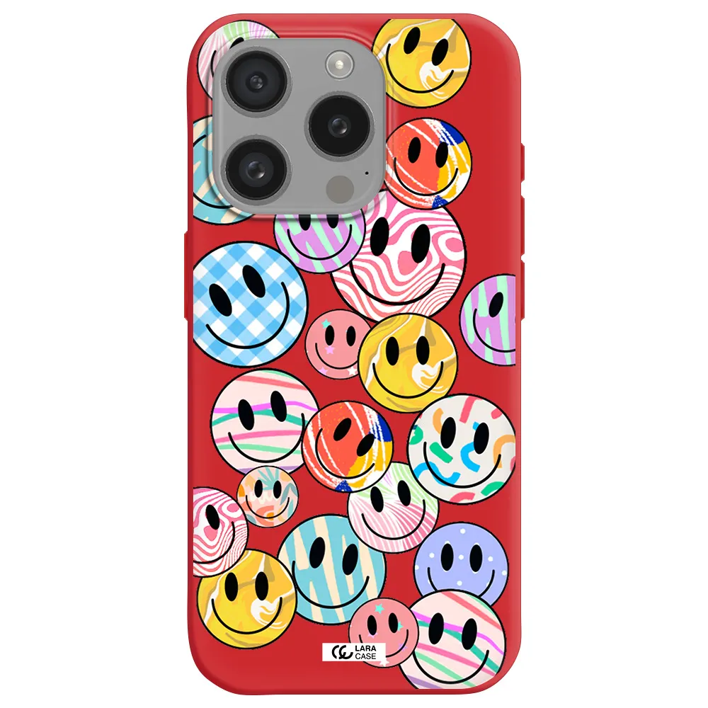 Colorful Smile Apple Iphone 15 Pro Silicone Imperial Red Case