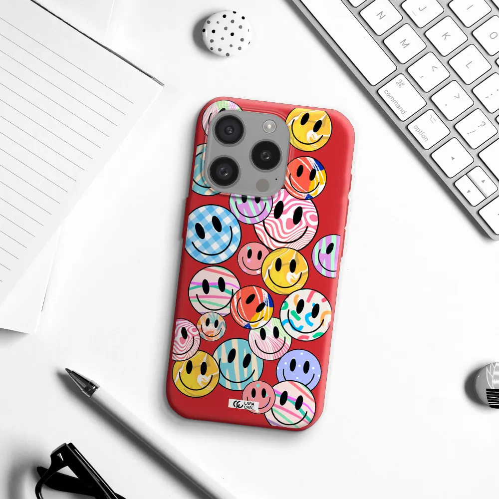 Colorful Smile Apple Iphone 15 Pro Silicone Imperial Red Case