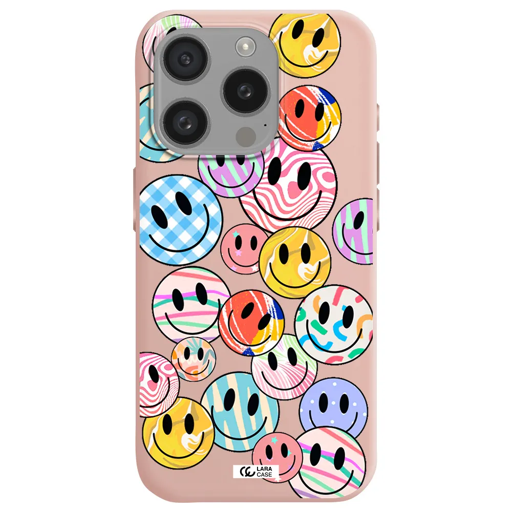 Colorful Smile Apple Iphone 15 Pro Silicone Pastel Pink Case