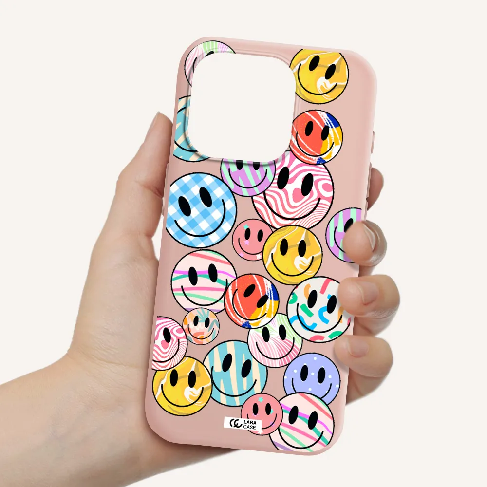 Colorful Smile Apple Iphone 15 Pro Silicone Pastel Pink Case