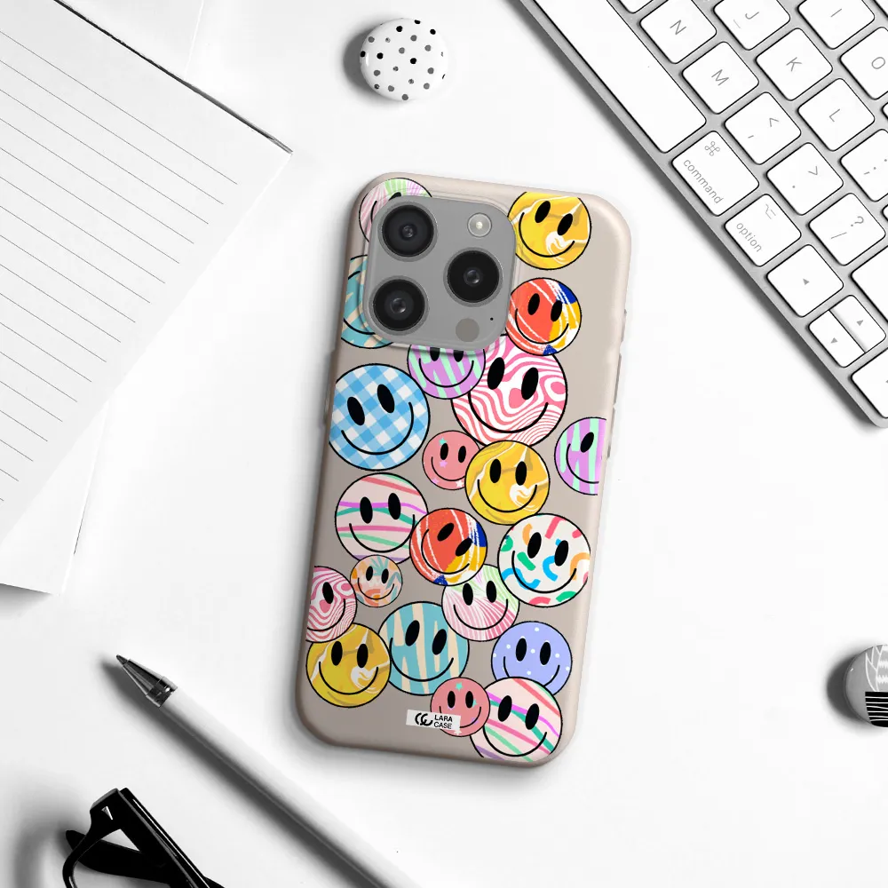 Colorful Smile Apple Iphone 15 Pro Silicone Stone Case