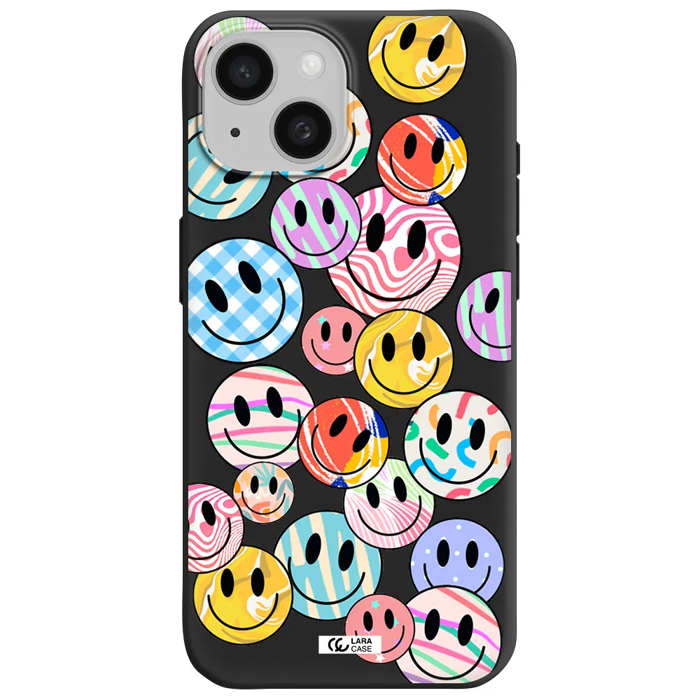 Colorful Smile Apple iPhone 15 Silicone black Case