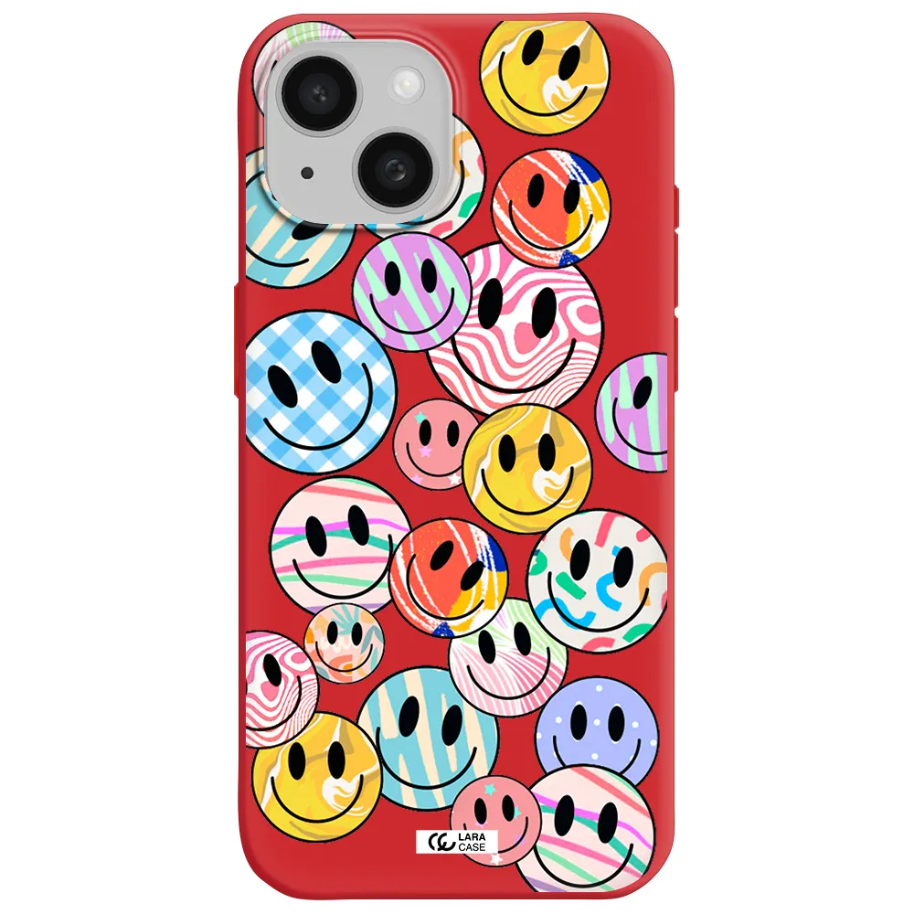 Colorful Smile Apple Iphone 15 Silicone Imperial Red Case