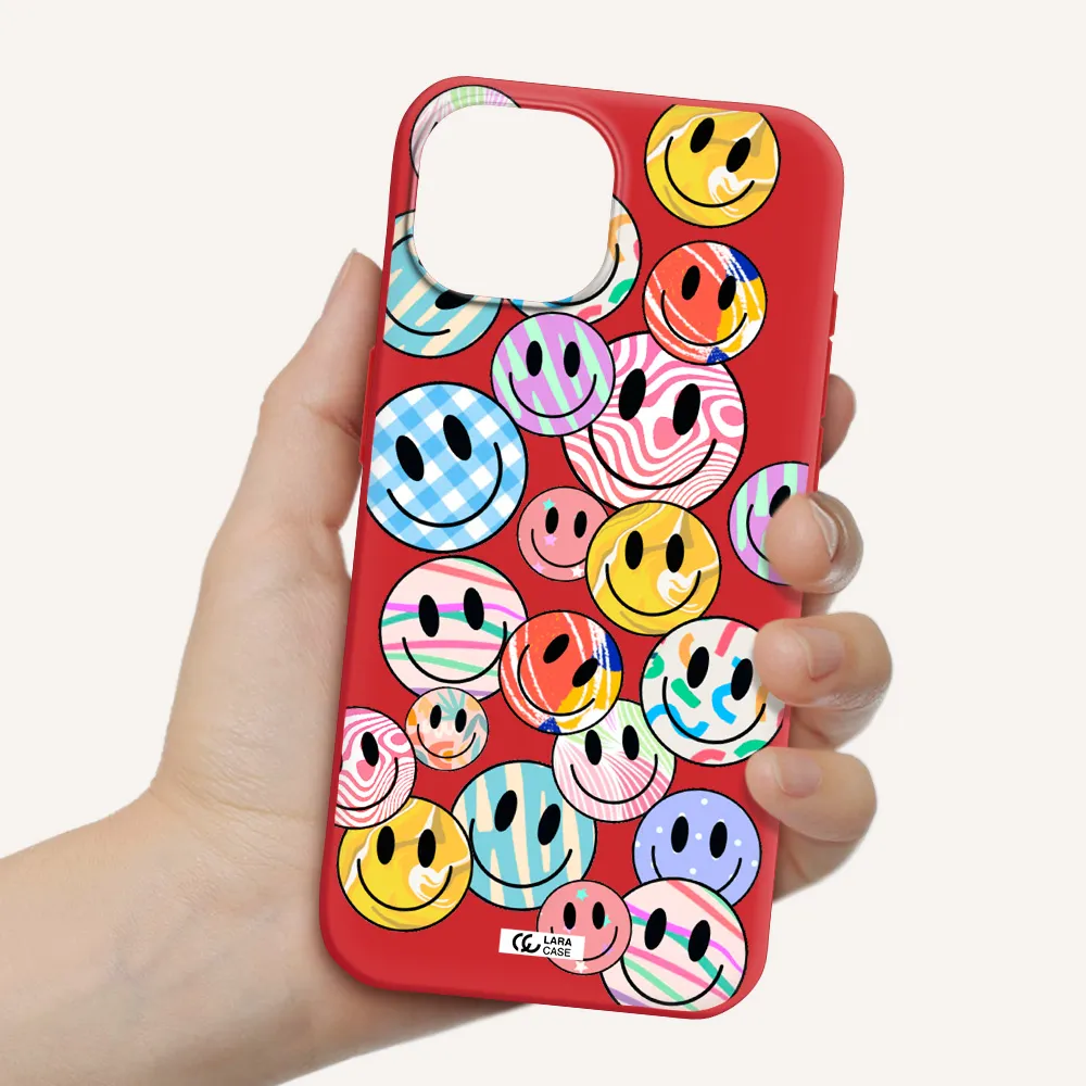 Colorful Smile Apple Iphone 15 Silicone Imperial Red Case