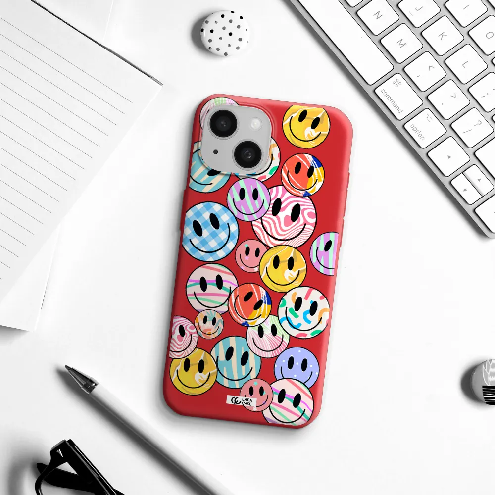 Colorful Smile Apple Iphone 15 Silicone Imperial Red Case