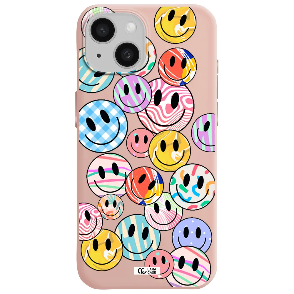 Colorful Smile Apple Iphone 15 Silicone Pastel Pink Case