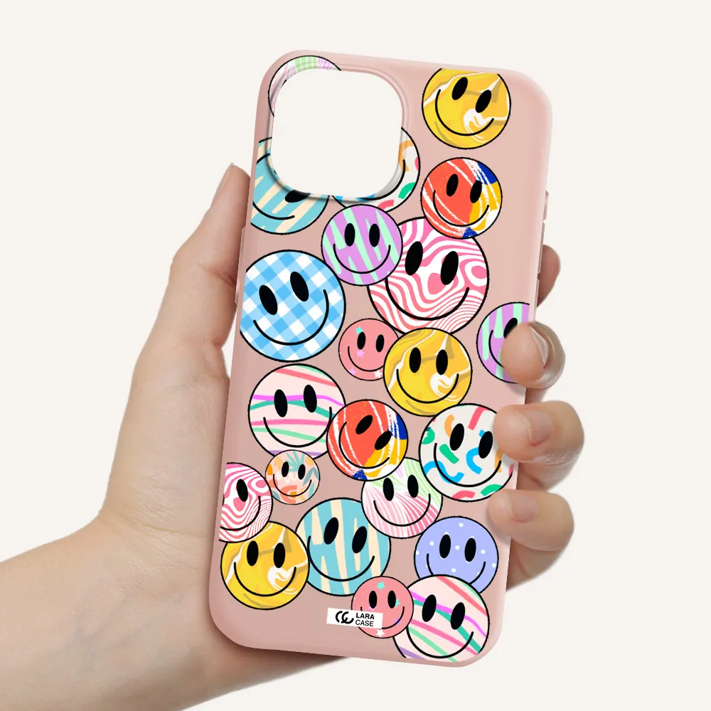 Colorful Smile Apple Iphone 15 Silicone Pastel Pink Case