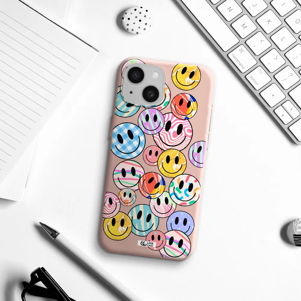Colorful Smile Apple Iphone 15 Silicone Pastel Pink Case
