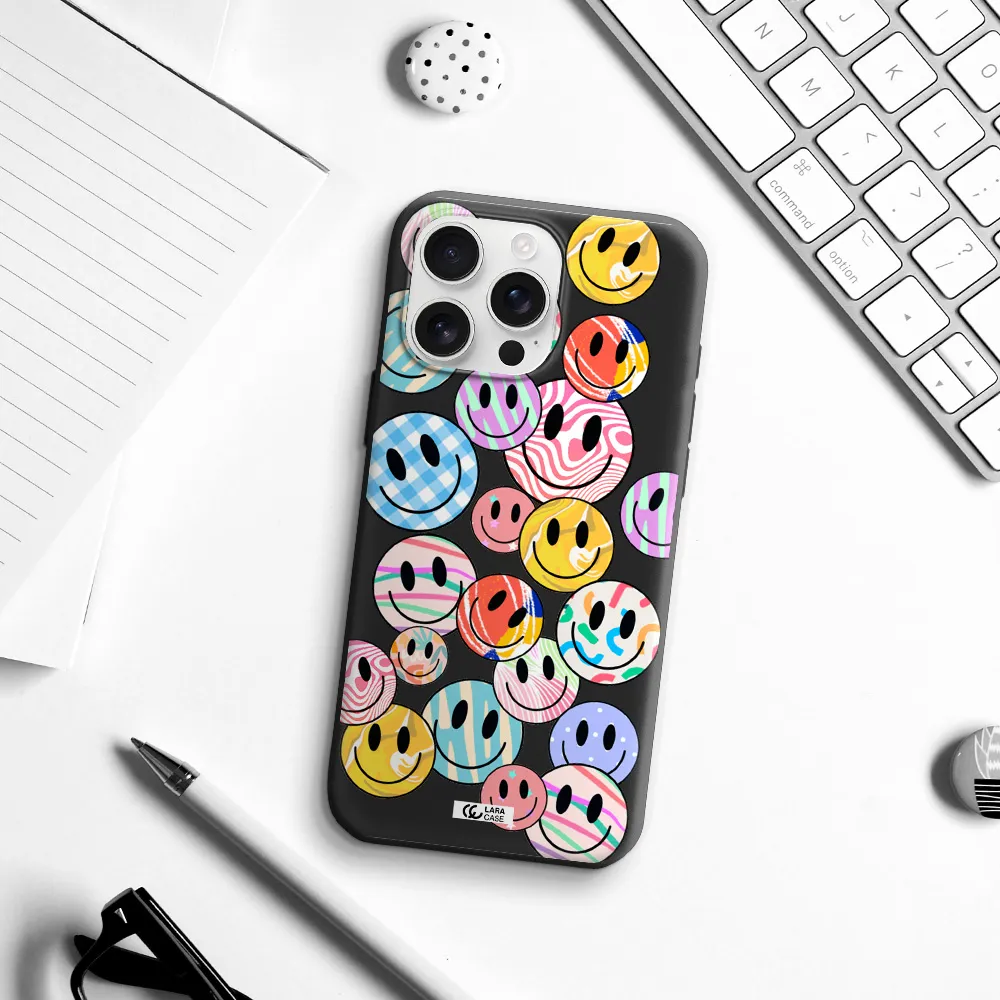 Colorful Smile Apple Iphone 16 Pro Max Silicone Black Case
