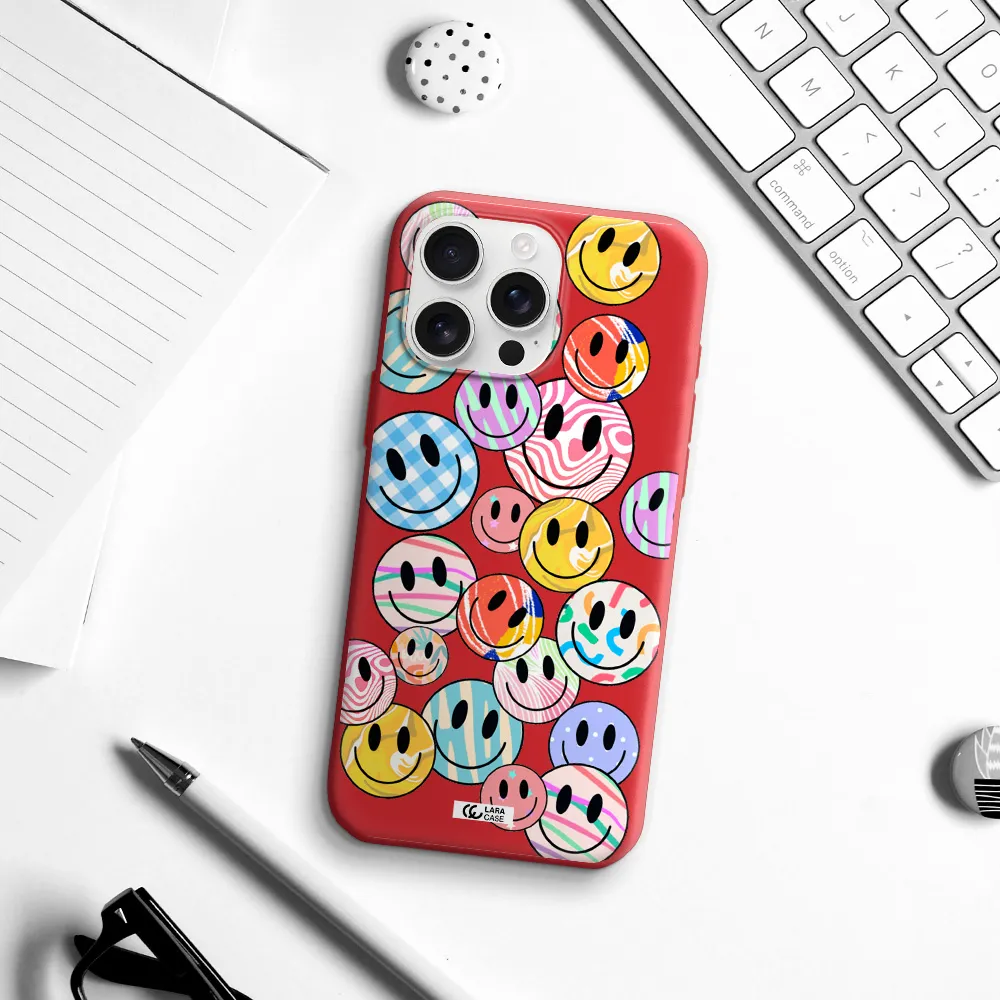 Colorful Smile Apple Iphone 16 Pro Max Silicone Imperial Red Case