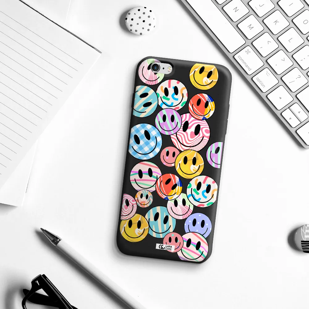 Colorful Smile Apple iPhone 6 s plus Silicone black Case