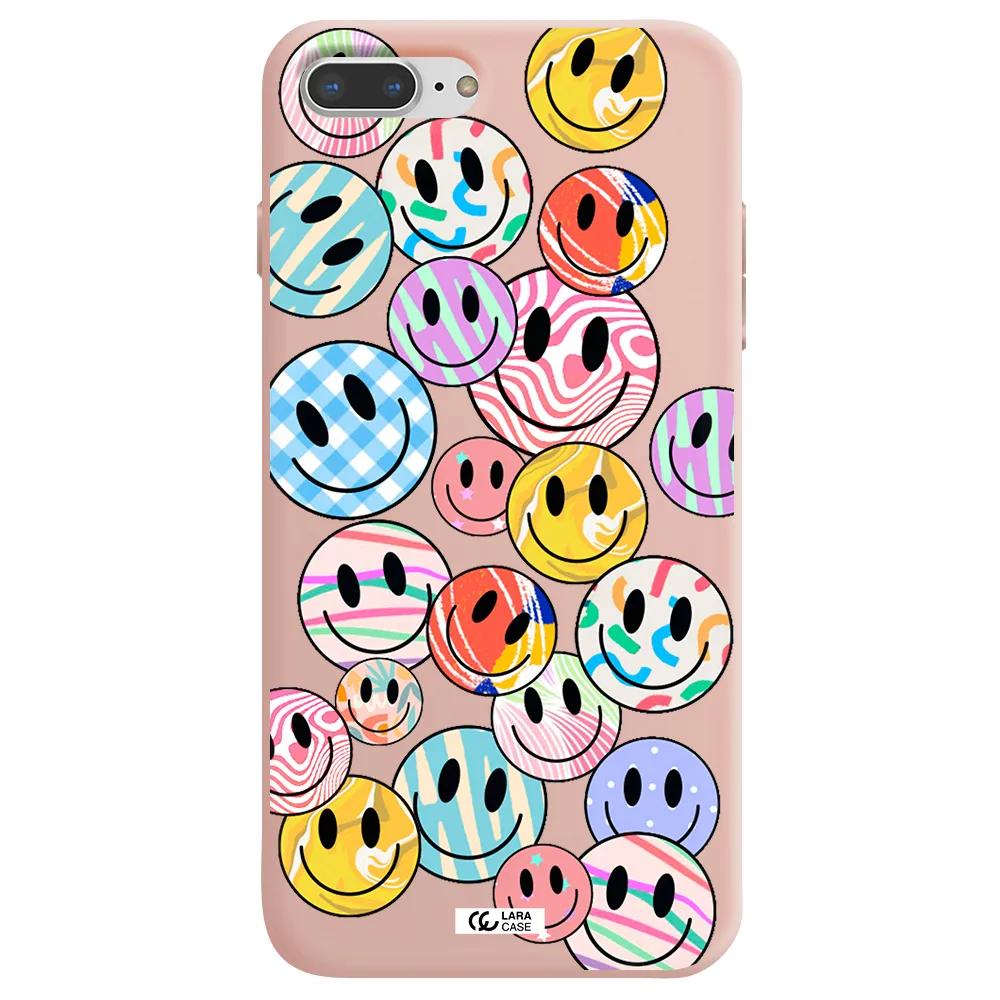 Colorful Smile Apple iPhone 7 plus Silicone pastel pink Case