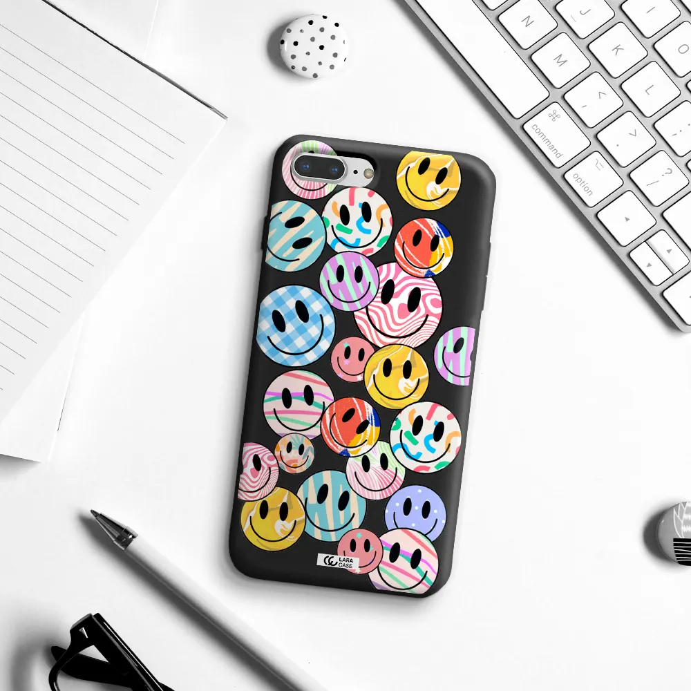 Colorful Smile Apple iPhone 8 plus Silicone black Case