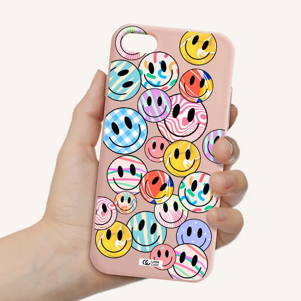 Colorful Smile Apple iPhone 8 Silicone pastel pink Case