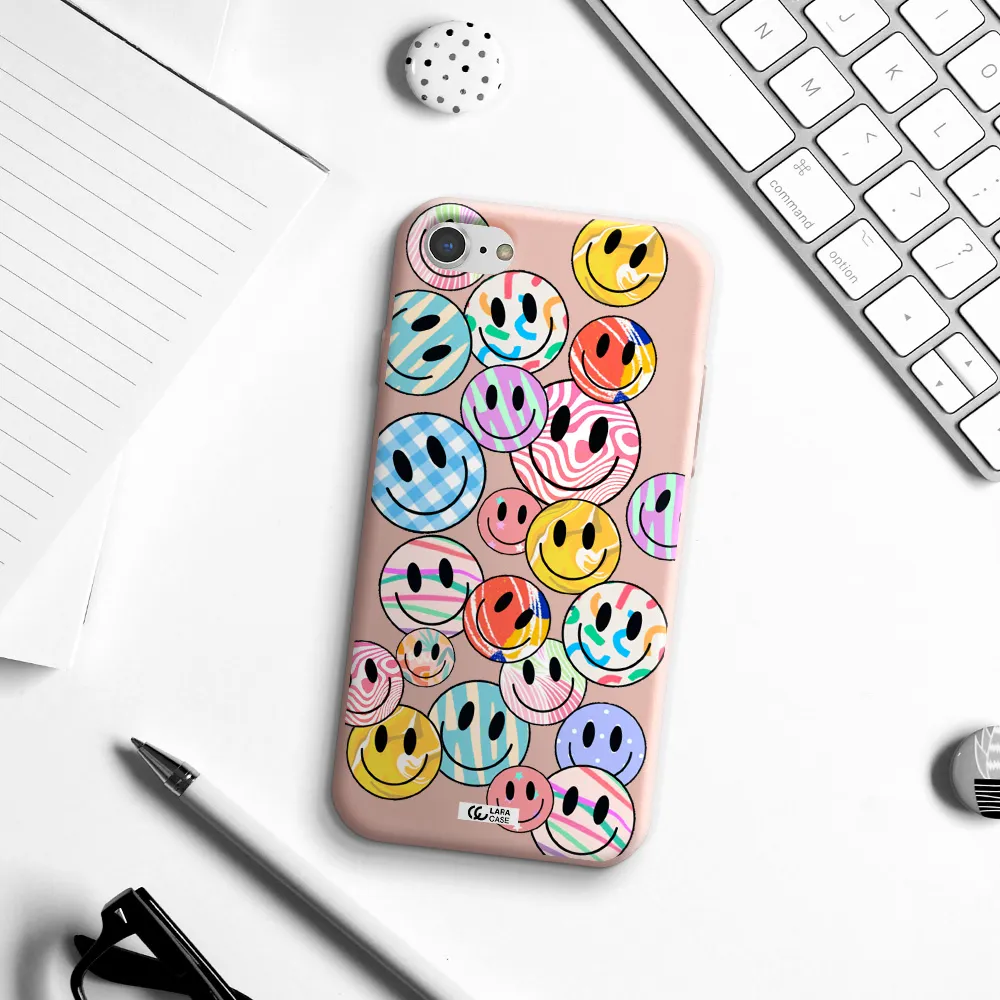 Colorful Smile Apple iPhone 8 Silicone pastel pink Case