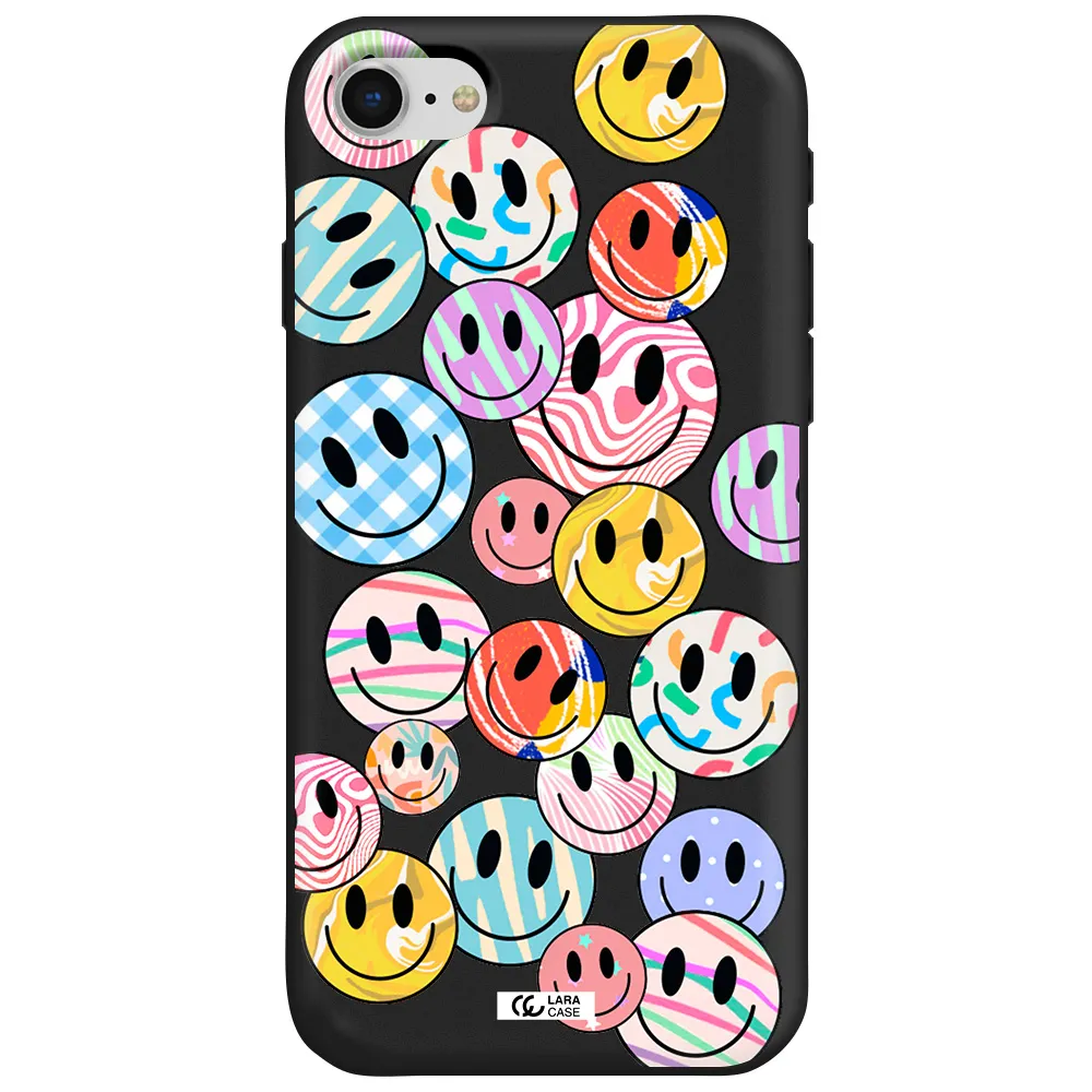 Colorful Smile Apple iPhone se 2020 Silicone black Case