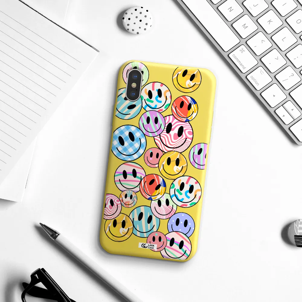 Colorful Smile Apple iPhone X Silicone canary yellow Case