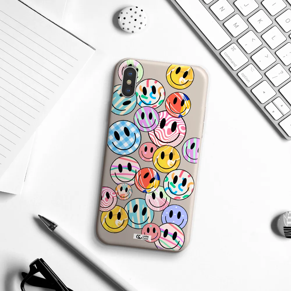 Colorful Smile Apple iPhone X Silicone Stone Case