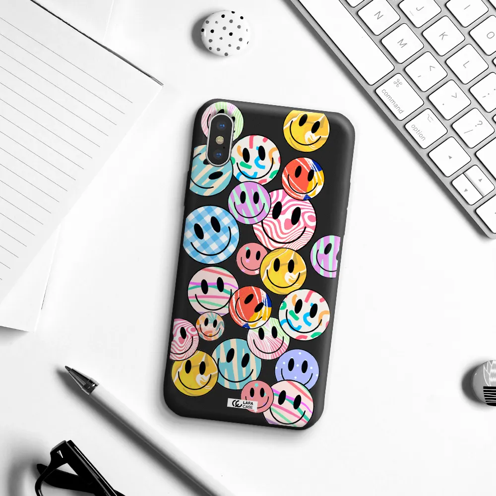 Colorful Smile Apple iPhone XS Silicone black Case
