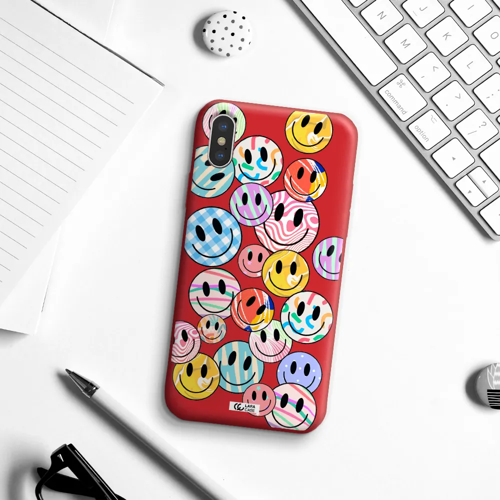 Colorful Smile Apple iPhone XS Silicone Imperial Red Case