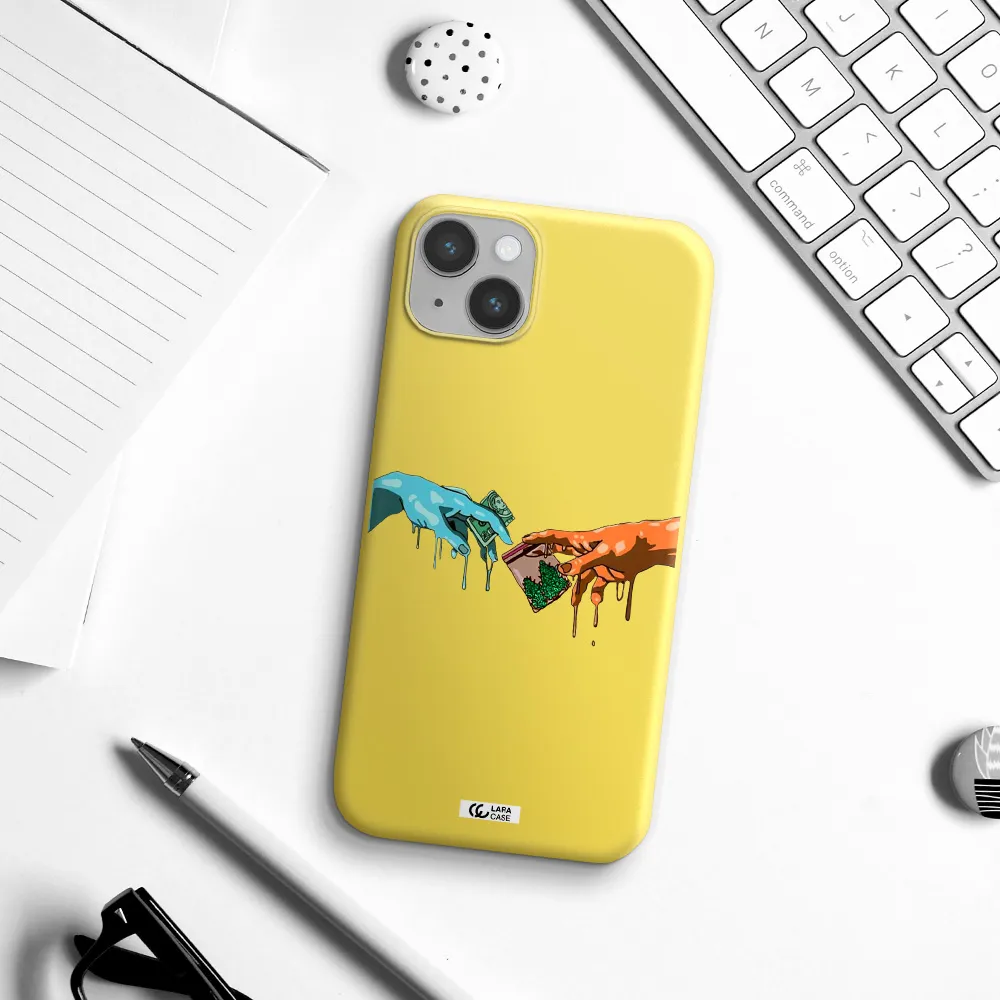 Pass The Weed Apple iPhone 14 plus Silicone canary yellow Case