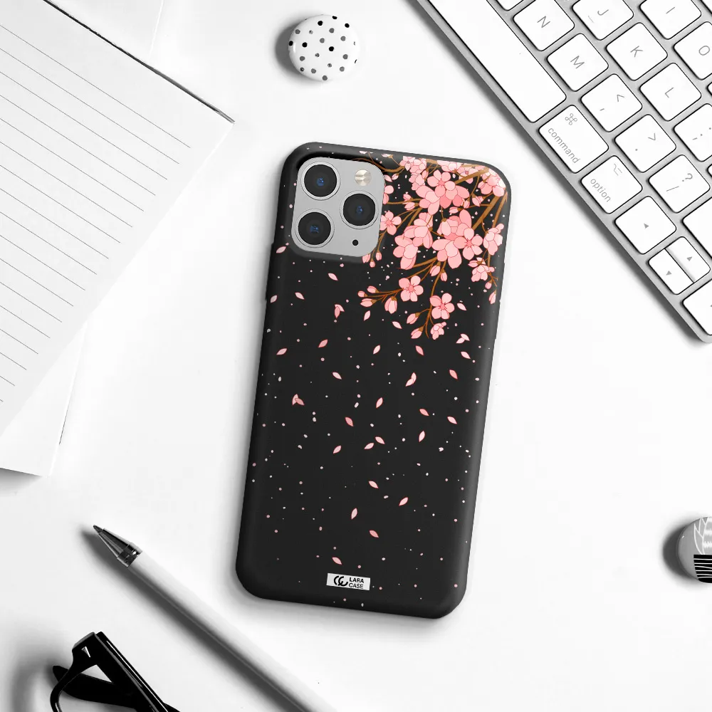 Sakura Fall Apple iPhone 11 pro max Silicone black Case