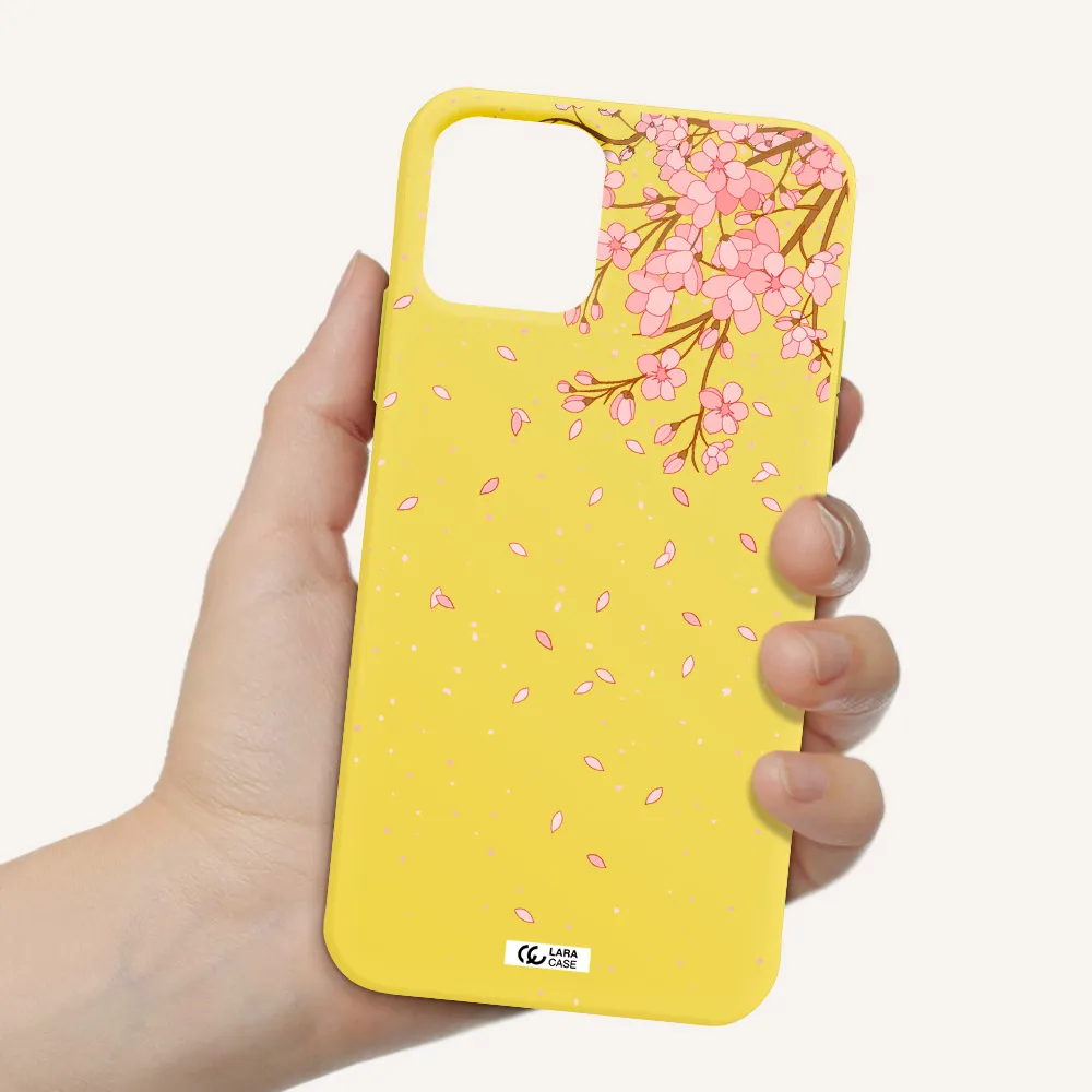 Sakura Fall Apple iPhone 11 pro max Silicone canary yellow Case