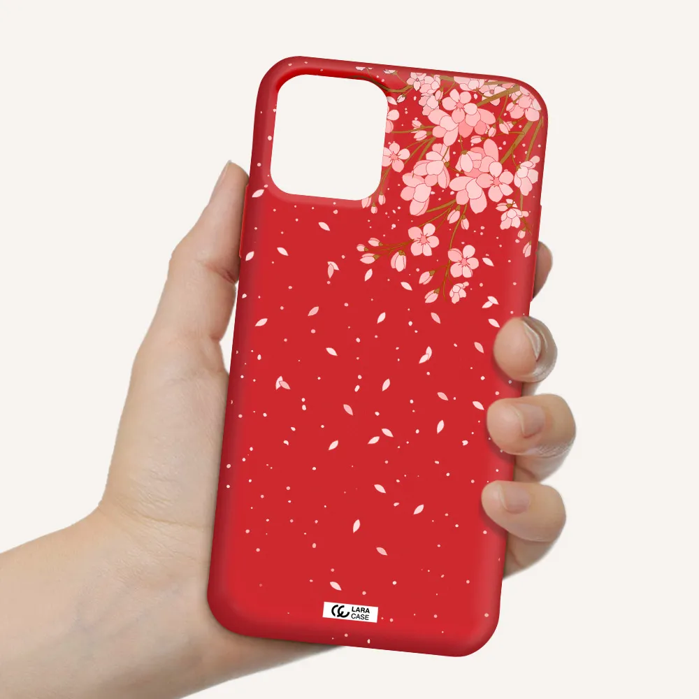 Sakura Fall Apple iPhone 11 pro max Silicone Imperial Red Case