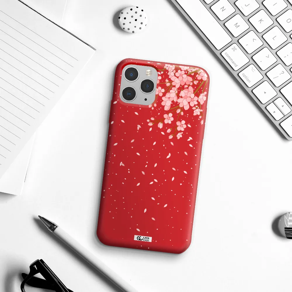 Sakura Fall Apple iPhone 11 pro max Silicone Imperial Red Case