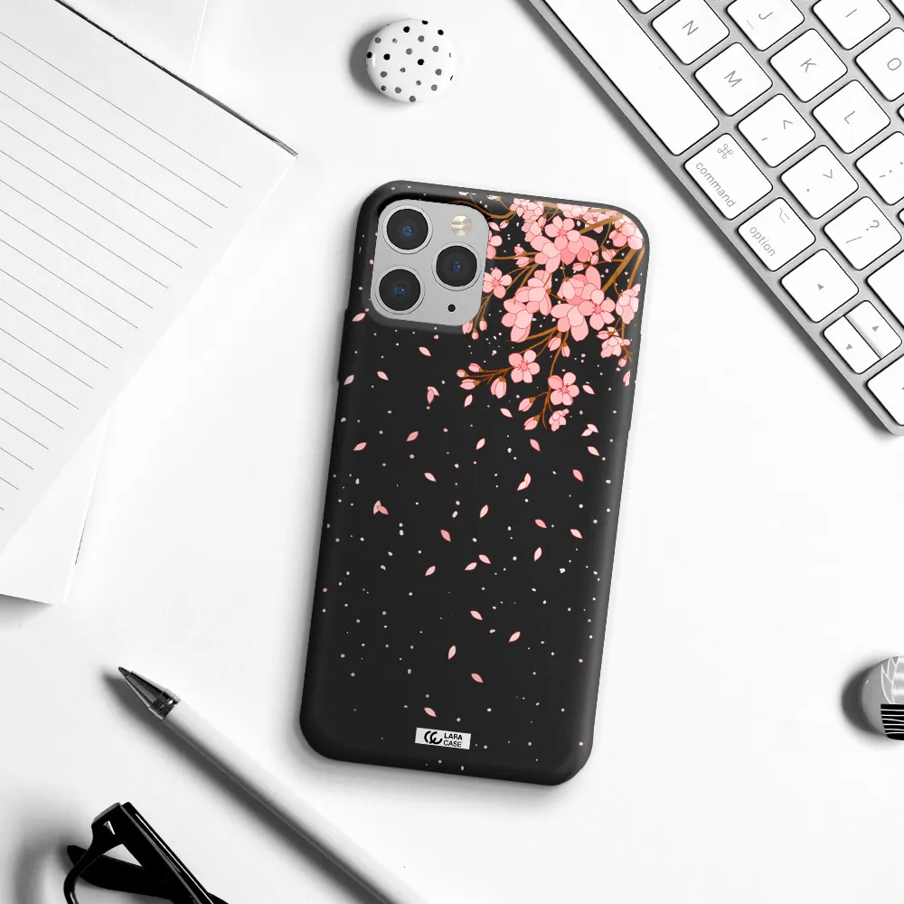 Sakura Fall Apple iPhone 11 pro Silicone black Case